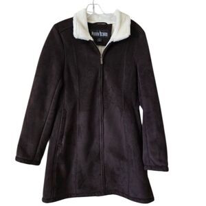 Marvin Richards Women's Brown Coat with White Collar Bohemian Western Medium